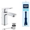 GROHE Dice Rubinetto miscelatore per lavabo con piletta click-clack (S-Size 152 mm, cartuccia ceramica 28 mm, risparmio idrico, facile da installare), cromo, 1018560000