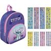 Undercover Zaino asilo Disney Stitch, personalizzabile con nome, zaino per bambini con tasca anteriore, 2 scomparti, 25,5 x 30,5 x 10 cm, Set 2 Lilo & Stitch, lilla