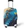 LNXSESN Cprivaligia Marmo Blu Giallo Coprivaligia Media Elastica Copri Valigia Media Lavabile Anti-Graffio Copertur Copertura Valigia con Cerniera Copri Trolley Riusabile Luggage Cover Per 22-25 Pollici