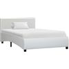 vidaXL Struttura letto con LED in Pelle finta bianca 90 x 200 cm