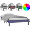 vidaXL Letto in legno massiccio con illuminazione LED grigio 90x200 cm
