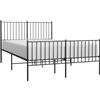 vidaXL Struttura letto con testiera e pediera in metallo nero 135x190 cm