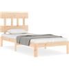 vidaXL Letto in legno massiccio con testiera