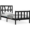 vidaXL Letto in legno massiccio con testiera nera