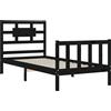 vidaXL Letto in legno massiccio con testiera nera