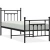 vidaXL Struttura letto con testiera e pediera in metallo nero 75x190 cm