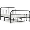 vidaXL Struttura letto con testiera e pediera in metallo nero 140x200 cm