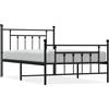 vidaXL Struttura letto con testiera e pediera in metallo nero 107x203 cm