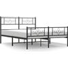 vidaXL Struttura letto con testiera e pediera in metallo nero 135x190 cm