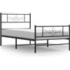 vidaXL Struttura letto con testiera e pediera in metallo nero 100x190 cm