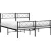 vidaXL Struttura letto con testiera e pediera in metallo nero 135x190 cm