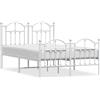 vidaXL Struttura letto con testiera e pediera in metallo bianco 120x190 cm