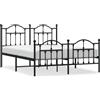 vidaXL Struttura letto con testiera e pediera in metallo nero 140x190 cm