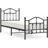 vidaXL Struttura letto con testiera e pediera in metallo nero 90x190 cm