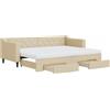 vidaXL Lettino allungabile con cassetti crema 80x200 cm in tessuto
