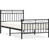 vidaXL Struttura letto con testiera e pediera in metallo nero 100x190 cm