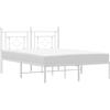 vidaXL Struttura letto con testiera in metallo bianco 140x190 cm