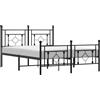 vidaXL Struttura letto con testiera e pediera in metallo nero 135x190 cm