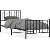 vidaXL Struttura letto con testiera e pediera in metallo nero 90x200 cm