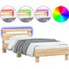 vidaXL Struttura letto con testiera e luci LED rovere Sonoma 75x190cm