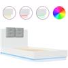 vidaXL Struttura letto con testiera e luci LED bianche 75x190 cm
