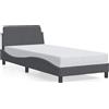 vidaXL Giroletto con testiera in velluto grigio scuro 80x200 cm
