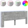 vidaXL Testata LED con ripiano grigio cemento 220x16,5x103,5 cm