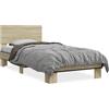 vidaXL Struttura letto rovere Sonoma 75x190 cm materiale a base di legno e metallo