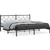 vidaXL Struttura letto con testiera in metallo nero 193x203 cm