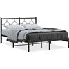 vidaXL Struttura letto con testiera in metallo nero 135x190 cm
