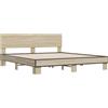 vidaXL Struttura letto rovere Sonoma 200x200 cm in legno e metallo