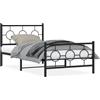 vidaXL Struttura letto con testiera e pediera in metallo nero 100x200 cm