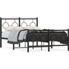 vidaXL Struttura letto con testiera e pediera in metallo nero 120x190 cm