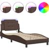 vidaXL Struttura letto con LED senza materasso "Zadar" marrone 80x200 cm
