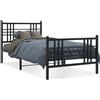 vidaXL Struttura letto con testiera e pediera in metallo nero 100x190 cm
