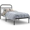 vidaXL Struttura letto con testiera in metallo nero 90x200 cm