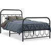 vidaXL Struttura letto con testiera e pediera in metallo nero 107x203 cm