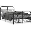vidaXL Struttura letto con testiera e pediera in metallo nero 120x190 cm