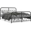 vidaXL Struttura letto con testiera e pediera in metallo nero 140x190 cm