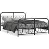 vidaXL Struttura letto con testiera e pediera in metallo nero 135x190 cm