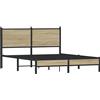 vidaXL Letto in metallo senza materasso rovere Sonoma 137x190 cm