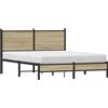 vidaXL Letto in metallo senza materasso rovere Sonoma 150x200 cm