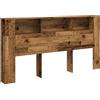 vidaXL Testata del letto con ripiani, effetto legno vecchio 200x18,5x102,5 cm