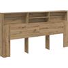 vidaXL Testata del letto con ripiani in rovere Artisan 200x19x103,5 cm