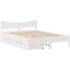 vidaXL Letto in legno massiccio con cassetti bianco 150x200 cm pino