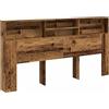 vidaXL Testata del letto con ripiani, effetto legno vecchio 200x19x103,5 cm