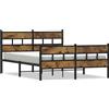 vidaXL Letto in metallo senza materasso rovere fumé 140x200 cm