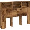 vidaXL Testiera con spazio di archiviazione, effetto legno antico 140x19x103,5 cm