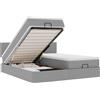 vidaXL Letto ottomano con materassi e LED in tessuto grigio chiaro 180x200 cm