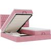 vidaXL Ottoman letto con materassi rosa 200x200 cm in velluto